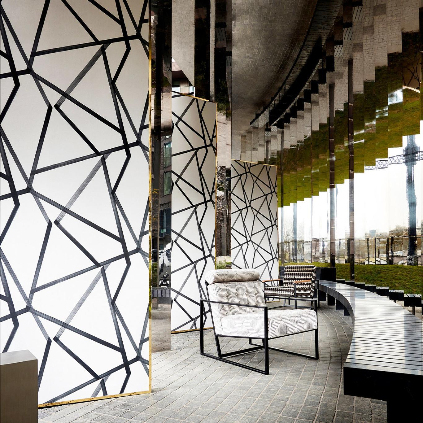 Sumi Geometric - Charcoal on Pearl