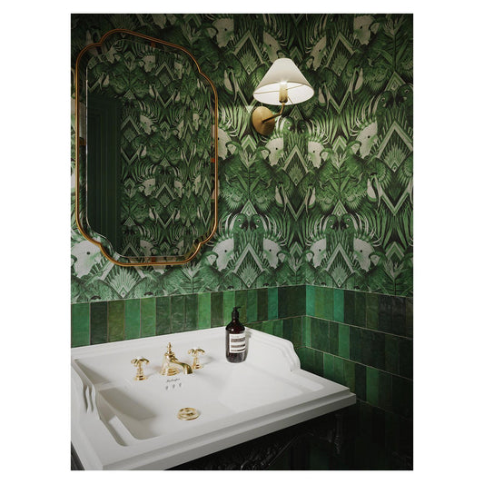 Divine Plumage - Emerald Green - Wallpaper Trader