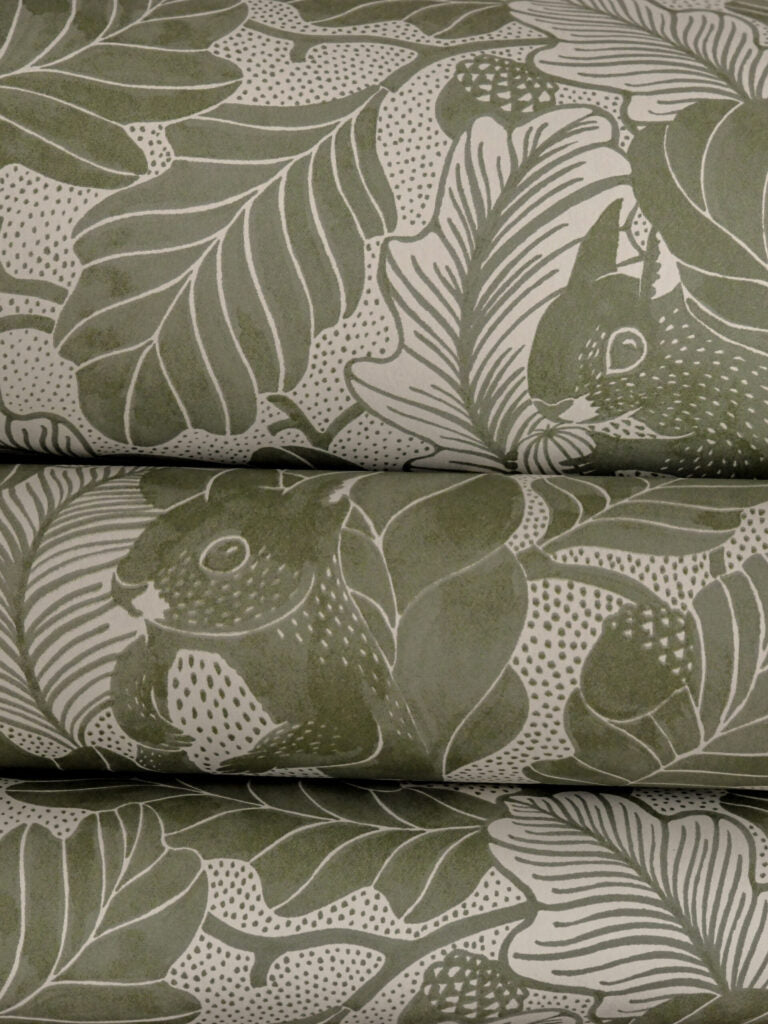 Oak Tree Tails - Green - Wallpaper Trader