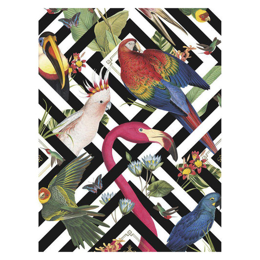 Bold colourful bird wallpaper | geometric Aviary kids wallpaper | Wallpaper Trader