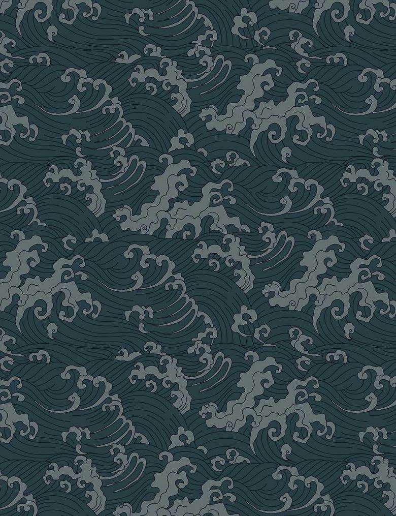 Japanese Wave - Dark Green - Wallpaper Trader
