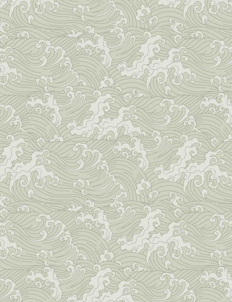 Japanese Wave - Pastel Green - Wallpaper Trader