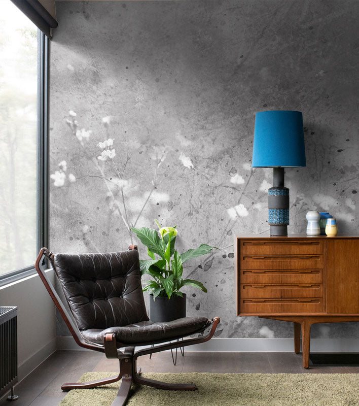 Vintage Summer Floral - Grey - Wallpaper Trader