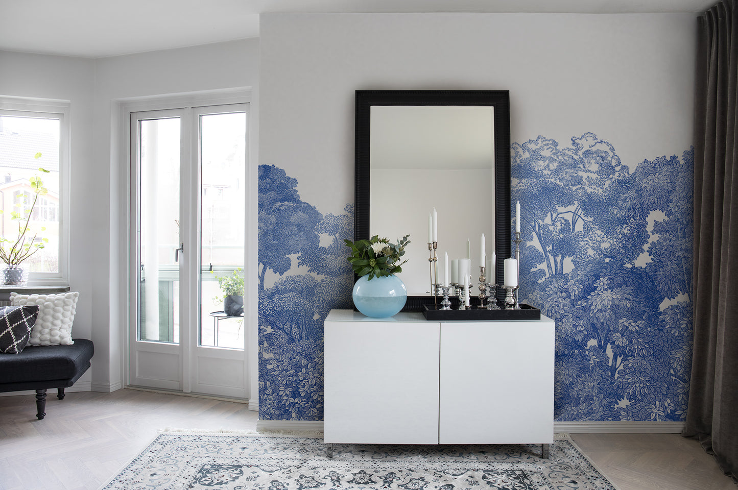 Bellewood - Blue Toile - Wallpaper Trader