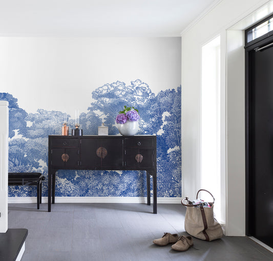 Bellewood - Blue Toile - Wallpaper Trader