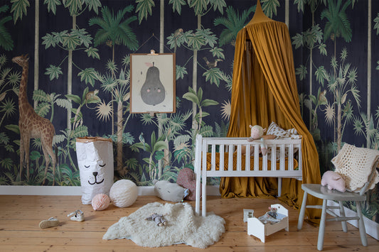 Giraffe's Stroll - Blue - Wallpaper Trader