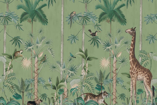 Giraffe's Stroll - Emerald Green - Wallpaper Trader