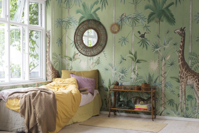 Giraffe's Stroll - Emerald Green - Wallpaper Trader