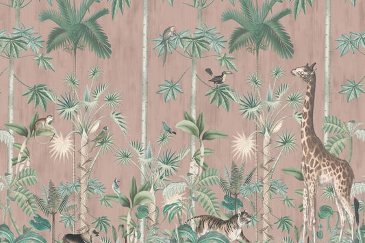 Giraffe's Stroll - Pink - Wallpaper Trader