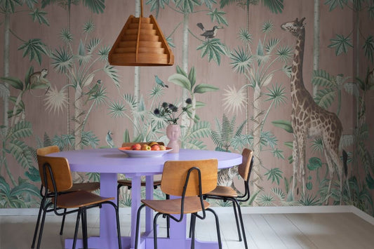 Giraffe's Stroll - Pink - Wallpaper Trader