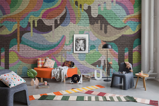 Dripping Rainbow - Multi Color - Wallpaper Trader