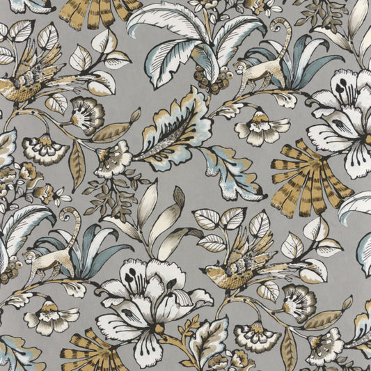 Paiony Floral - Grey - Wallpaper Trader