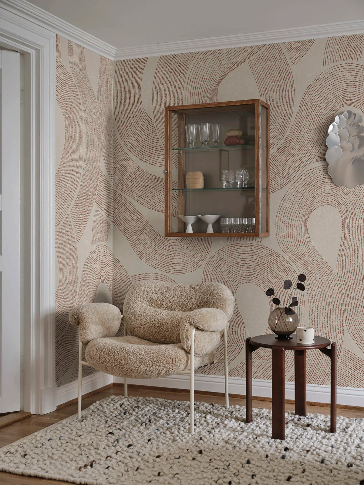 Zen Mural wall mural by Sandberg – abstract design, Orange – Terracotta – styled in a room setting, view 12