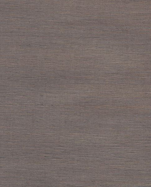 Fine Sisal II wallpaper by Eijffinger, flat swatch in warm taupe-brown with horizontal sisal grasscloth texture