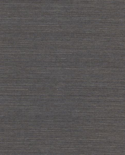 Fine Sisal II wallpaper by Eijffinger, flat swatch in dark charcoal slate with horizontal sisal weave