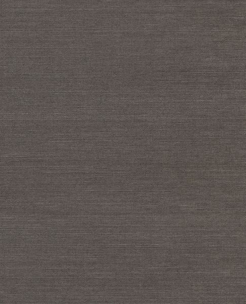 Fine Sisal II wallpaper by Eijffinger, flat swatch in deep espresso taupe with horizontal grasscloth texture