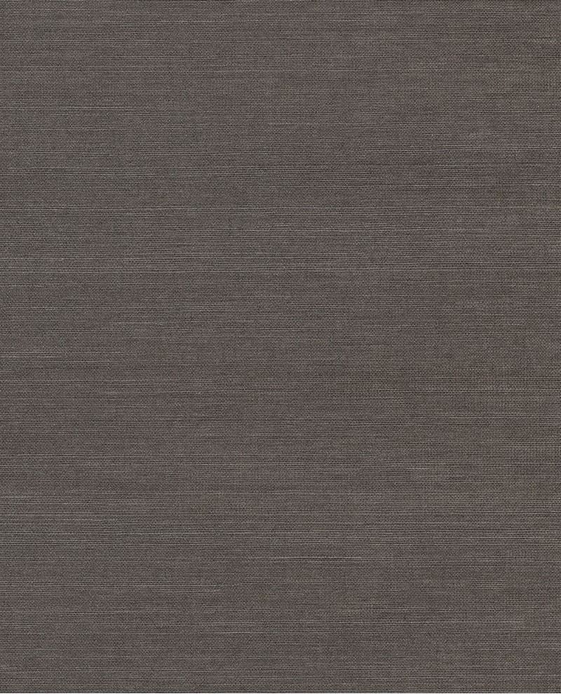 Fine Sisal II wallpaper by Eijffinger, flat swatch in deep espresso taupe with horizontal grasscloth texture