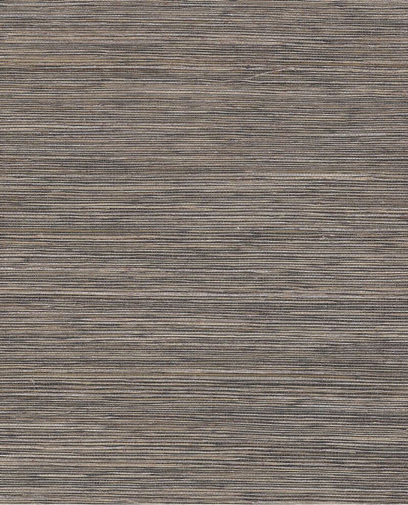 Fine Sisal II wallpaper by Eijffinger, flat swatch in streaked brown-grey natural sisal grasscloth