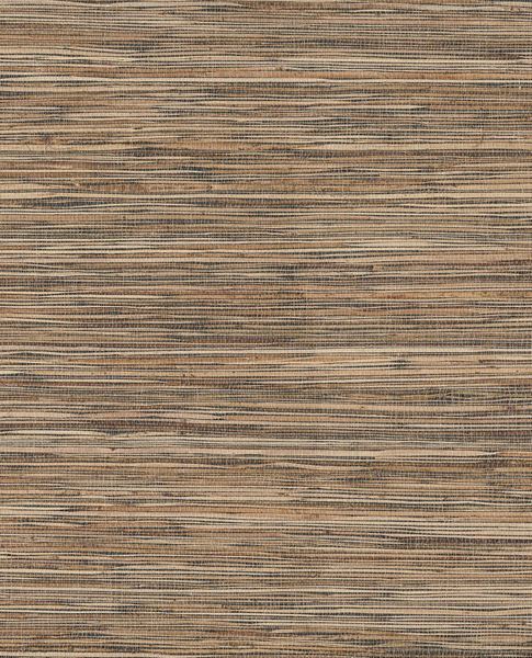 Coarse Reed grasscloth wallpaper by Eijffinger, flat swatch in warm sandy beige and charcoal striated reed