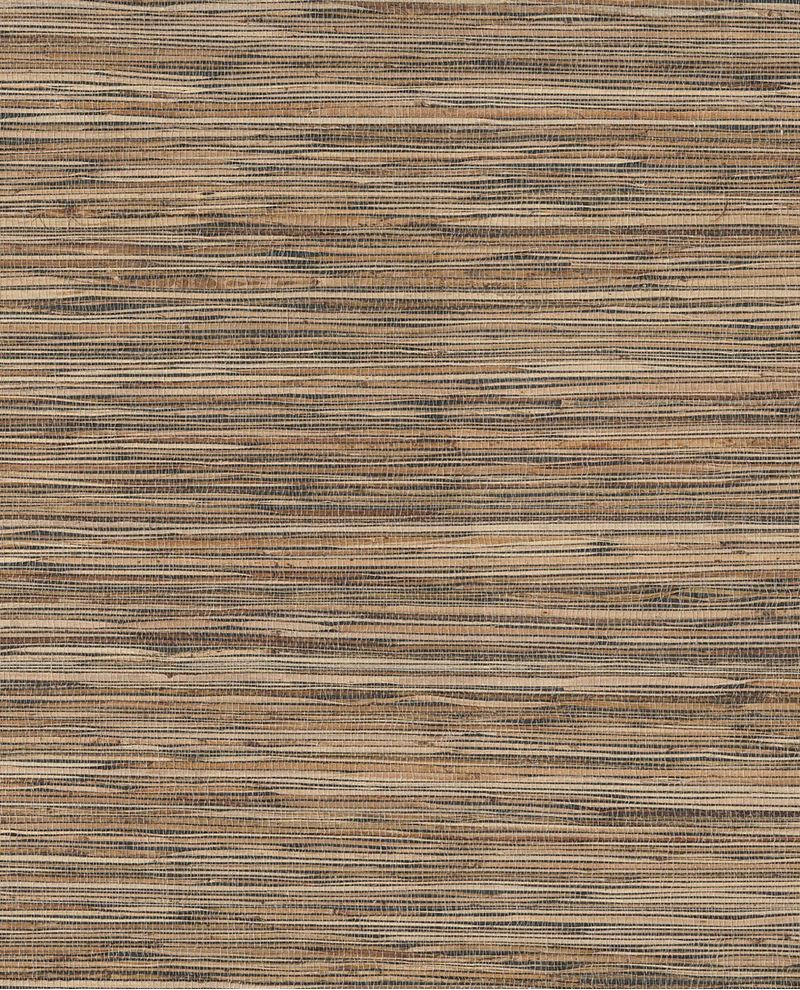 Coarse Reed grasscloth wallpaper by Eijffinger, flat swatch in warm sandy beige and charcoal striated reed