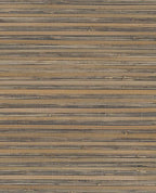 Coarse Reed grasscloth wallpaper by Eijffinger, flat swatch in golden ochre and navy banded reed weave