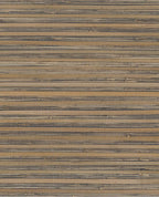 Coarse Reed grasscloth wallpaper by Eijffinger, flat swatch in golden ochre and navy banded reed weave