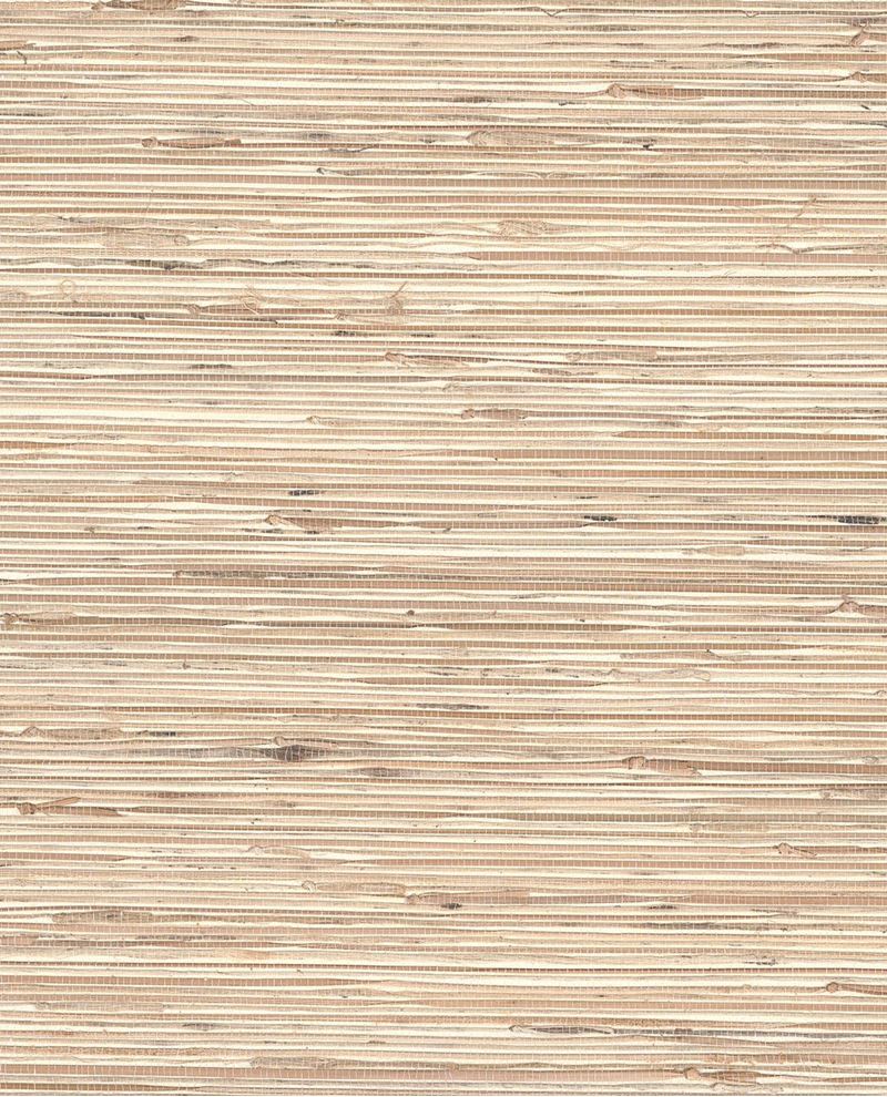 Fine Arrowroot grasscloth wallpaper by Eijffinger, flat swatch in soft sandy beige with fine woven arrowroot texture