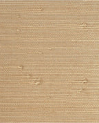 Fine Arrowroot grasscloth wallpaper by Eijffinger, flat swatch in warm wheat-tan with tightly woven arrowroot texture