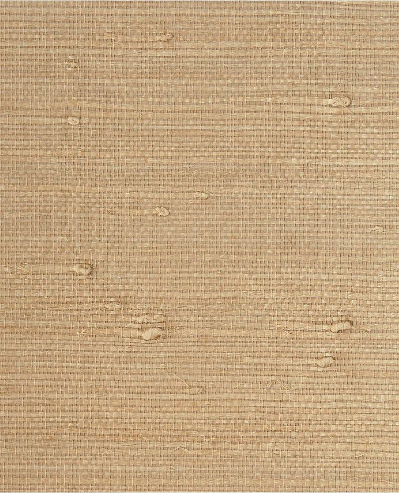 Fine Arrowroot grasscloth wallpaper by Eijffinger, flat swatch in warm wheat-tan with tightly woven arrowroot texture