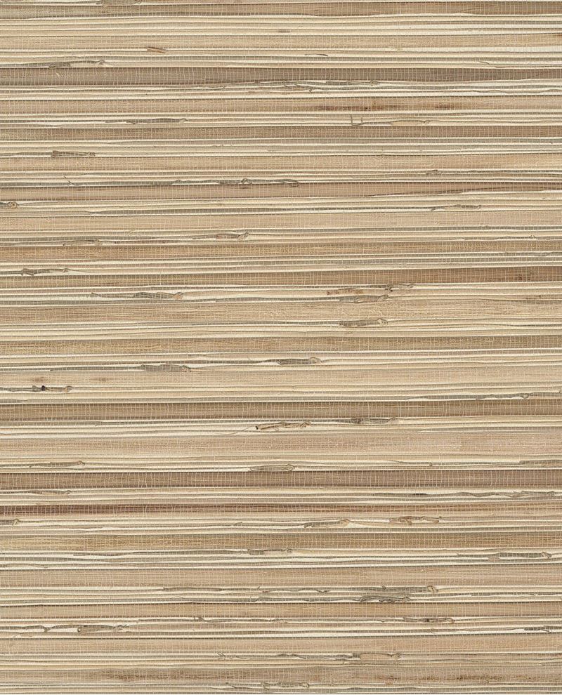 Coarse Reed grasscloth wallpaper by Eijffinger, flat swatch in natural tan and cream horizontal reed texture