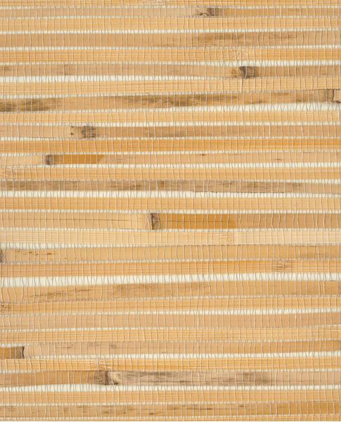 Bamboo Reed grasscloth wallpaper by Eijffinger, flat swatch in honey-gold bamboo slats with natural variation