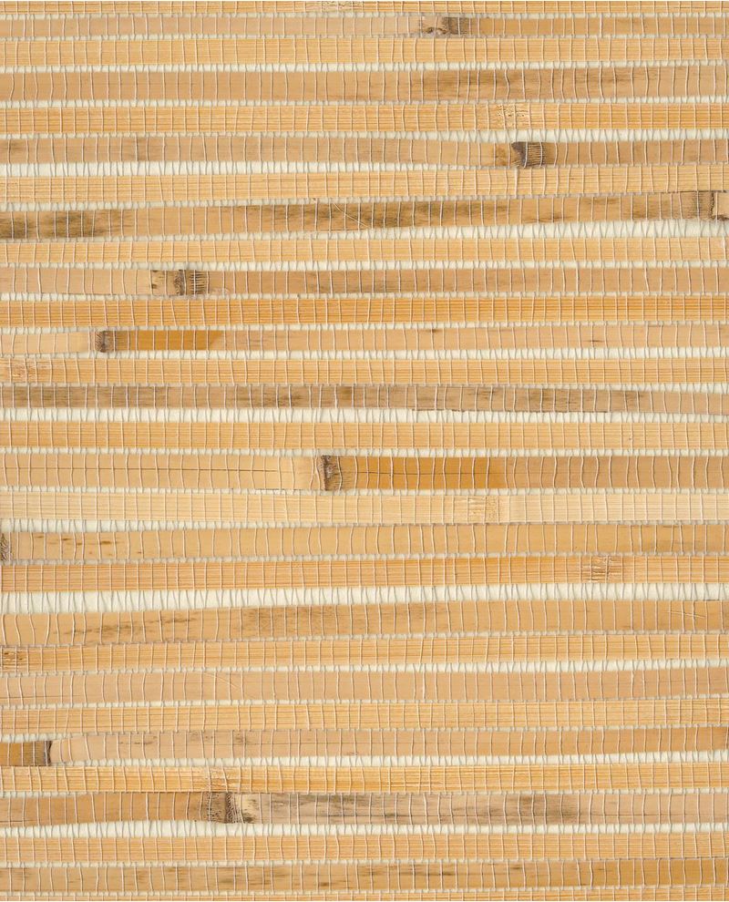 Bamboo Reed grasscloth wallpaper by Eijffinger, flat swatch in honey-gold bamboo slats with natural variation