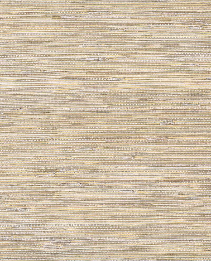 Tonal Reed grasscloth wallpaper by Eijffinger, flat swatch in pale wheat-beige with fine horizontal reed strands