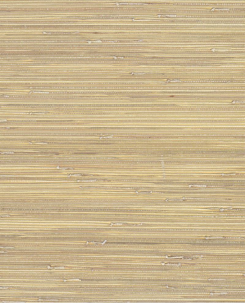 Tonal Reed grasscloth wallpaper by Eijffinger, flat swatch in warm golden straw with natural reed variation