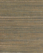 Tonal Reed grasscloth wallpaper by Eijffinger, flat swatch in earthy brown with teal-flecked woven reed