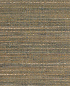 Tonal Reed grasscloth wallpaper by Eijffinger, flat swatch in earthy brown with teal-flecked woven reed