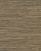 Tonal Reed grasscloth wallpaper by Eijffinger, flat swatch in deep olive-brown with striated reed texture