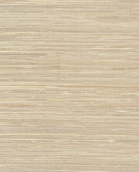 Tonal Reed grasscloth wallpaper by Eijffinger, flat swatch in soft sandy taupe with fine horizontal reed weave