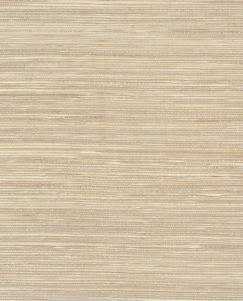 Tonal Reed grasscloth wallpaper by Eijffinger, flat swatch in soft sandy taupe with fine horizontal reed weave