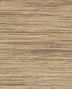 Knotted Grasscloth wallpaper by Eijffinger, flat swatch in warm tan and aubergine with knotted horizontal grass weave