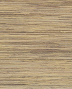 Knotted Grasscloth wallpaper by Eijffinger, flat swatch in warm tan and aubergine with knotted horizontal grass weave