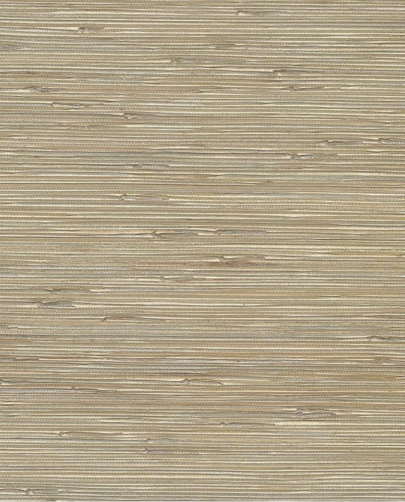 Natural Grass wallpaper by Eijffinger, flat swatch of grasscloth in warm taupe-beige with soft grey undertones