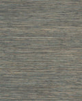 Tonal Sisal wallpaper by Eijffinger, flat swatch of horizontal sisal grasscloth in mixed grey-green, teal and tan striations