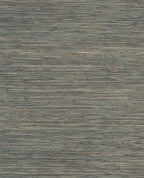 Tonal Sisal wallpaper by Eijffinger, flat swatch of horizontal sisal grasscloth in mixed grey-green, teal and tan striations