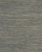 Tonal Sisal wallpaper by Eijffinger, flat swatch of horizontal sisal grasscloth in mixed grey-green, teal and tan striations