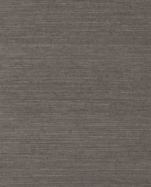 Fine Sisal II wallpaper by Eijffinger, flat swatch in deep mushroom grey with horizontal sisal grasscloth texture