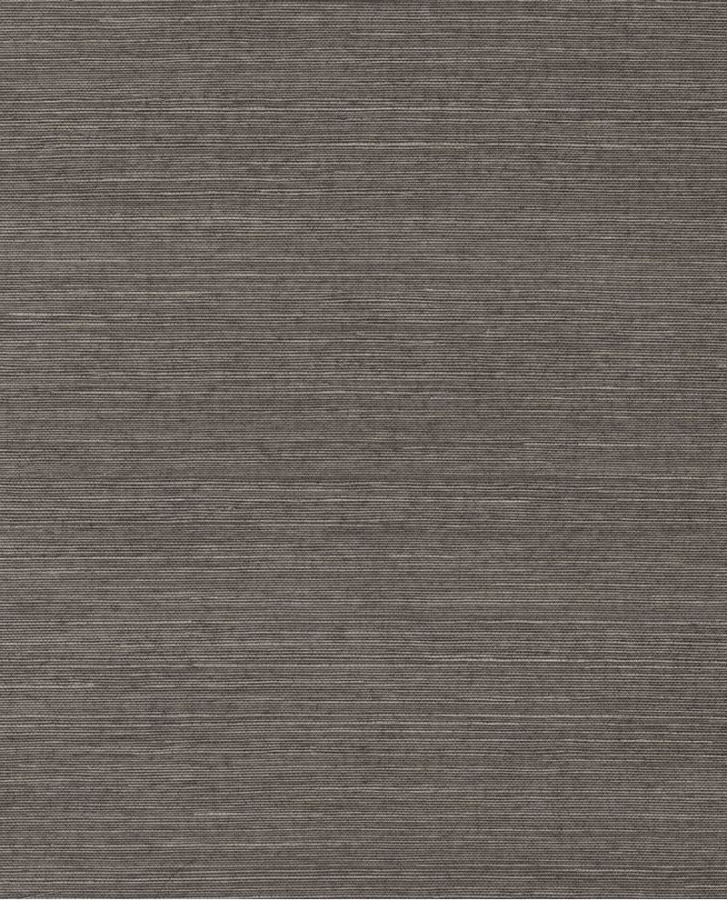 Fine Sisal II wallpaper by Eijffinger, flat swatch in deep mushroom grey with horizontal sisal grasscloth texture