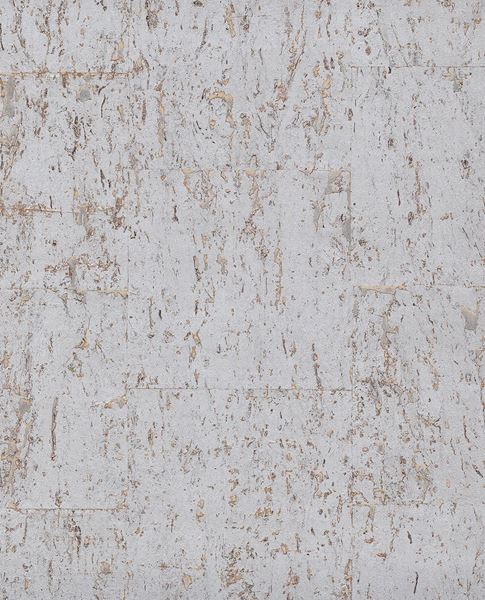 Cork wallpaper by Eijffinger, flat swatch in pale grey-white with soft amber cork flecks and natural grain