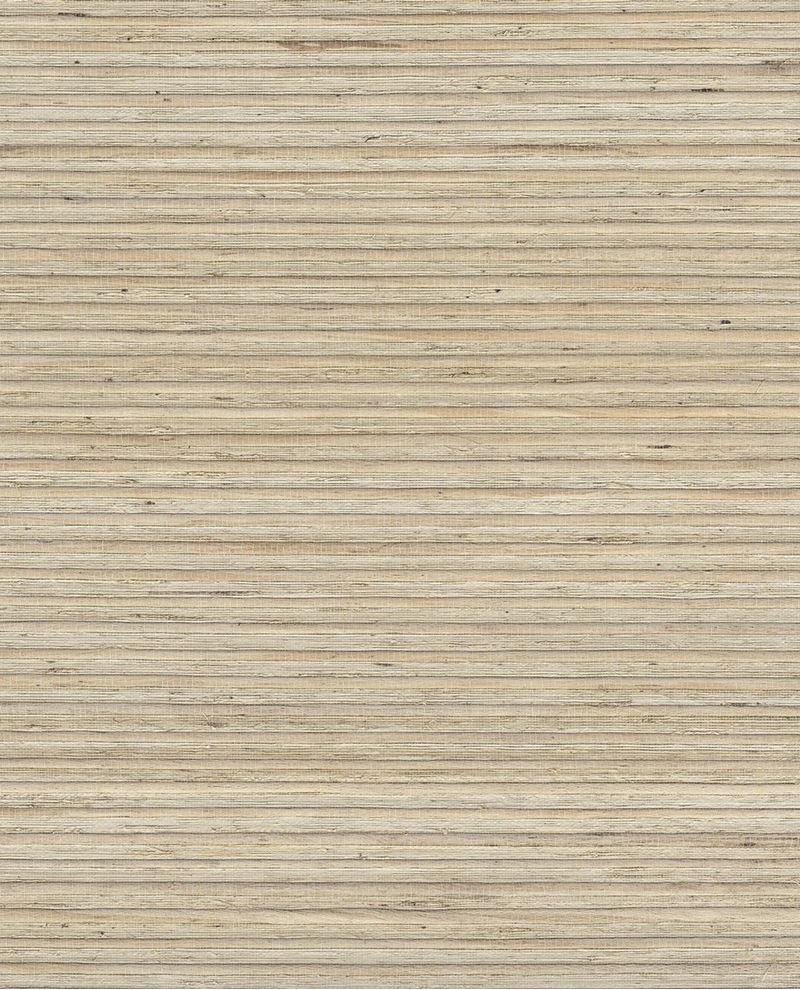 Bamboo Reed grasscloth wallpaper by Eijffinger, flat swatch in pale oatmeal-beige with fine horizontal reed