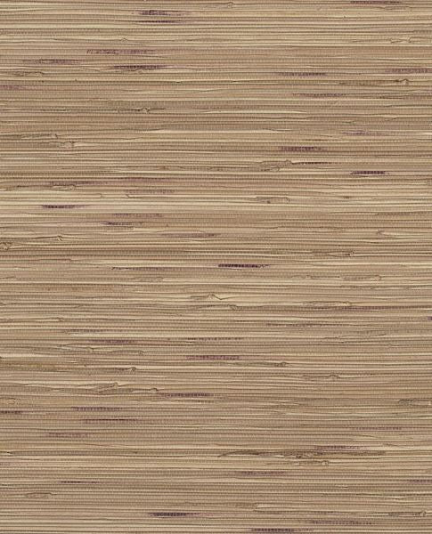 Wild Grass wallpaper by Eijffinger, grasscloth swatch in warm brown with subtle mauve flecks